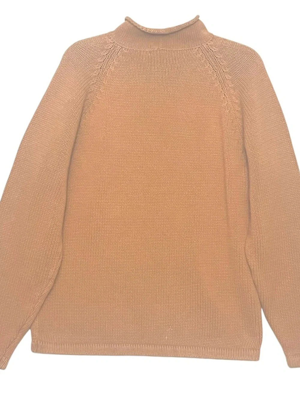 Vtg Y2K J. CREW Roll Neck Collar Chunky Knit Cotton Fisherman Sweater Sz M